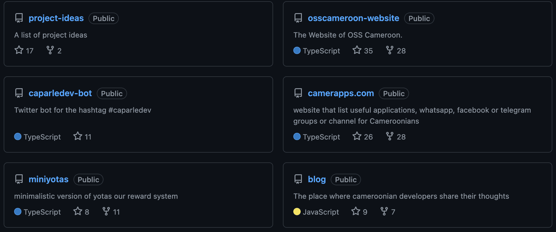 OSS Cameroon organisation page on GitHub