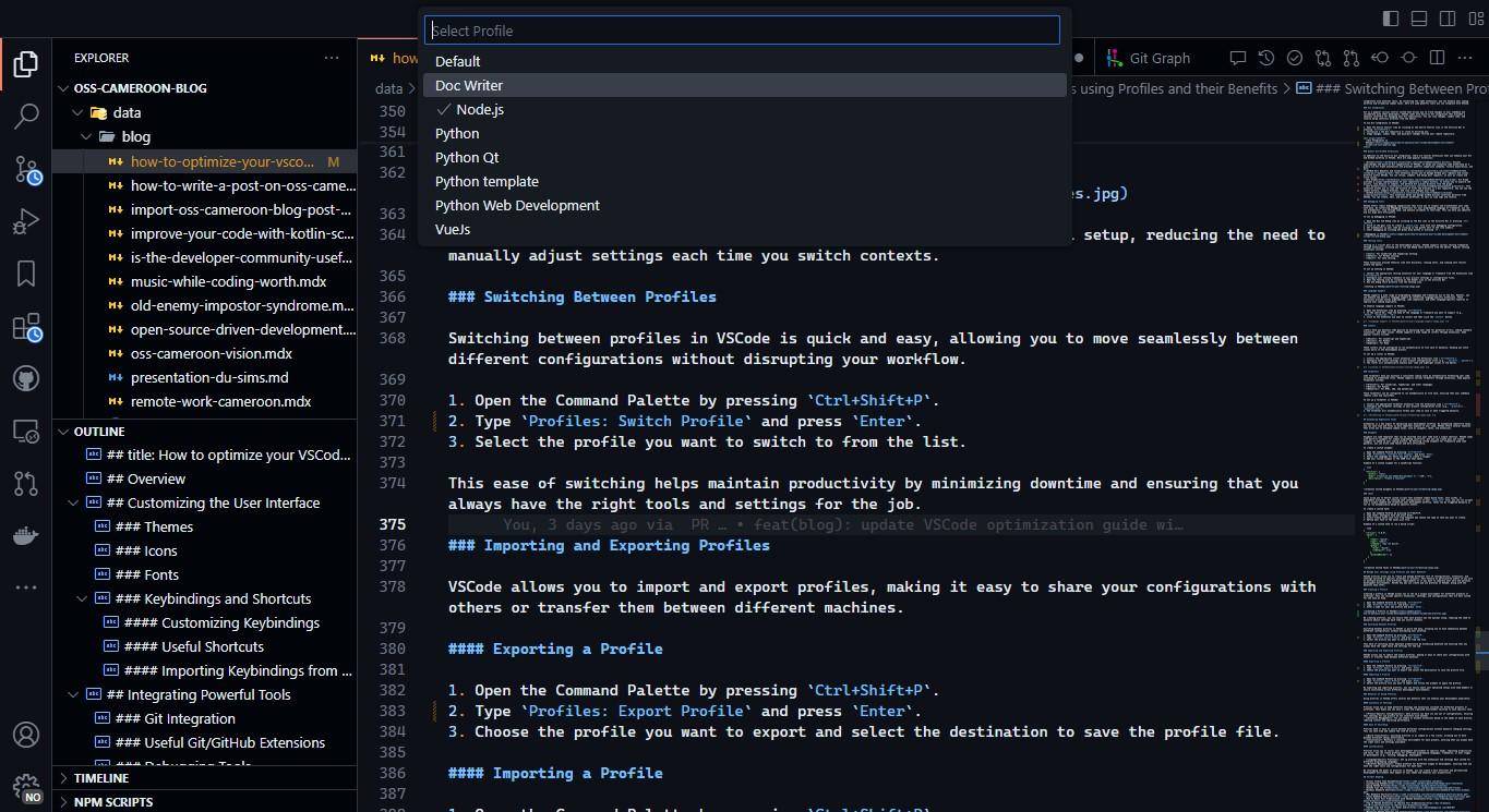 Switching between Profile in VSCode